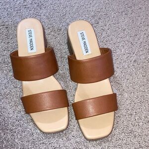Steve Madden Tan Double Strap Sandals 37